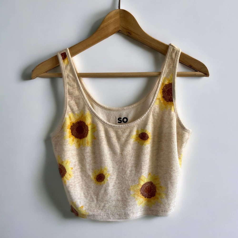 Women’s cropped daisy tanktop, size S